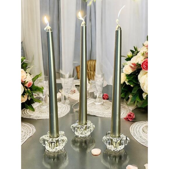 Crystal Star Candle Holders-Set of 3-Vintage-Taper-Table Decor-Wedding-Holiday - Picture 3 of 5